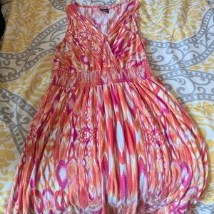 Vibrant Pink and Orange Sleeveless Dress